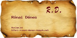 Rónai Dénes névjegykártya